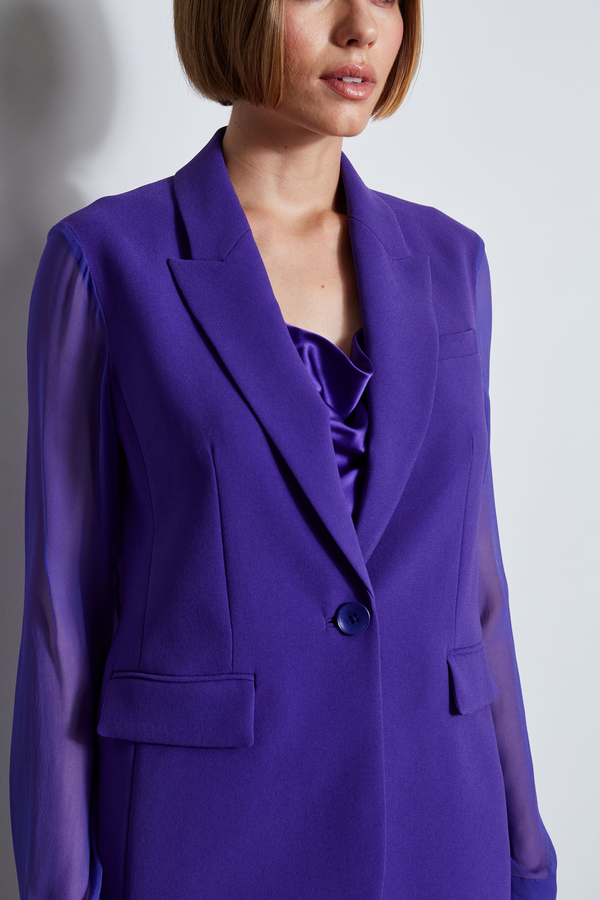 Elegant Chiffon & Crepe Blazer for Women - Office Wear, Business Attire & Formal Occasions