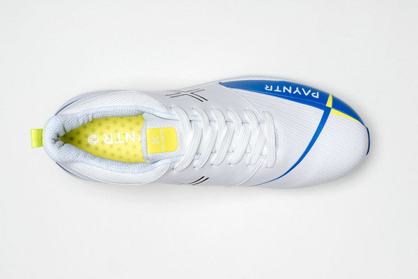 Payntr V Pimple Cricket Shoes - White & Blue | Lightweight & Durable for Fast Bowling & Fielding | Perfect for Professional & Amateur Cricket Matches