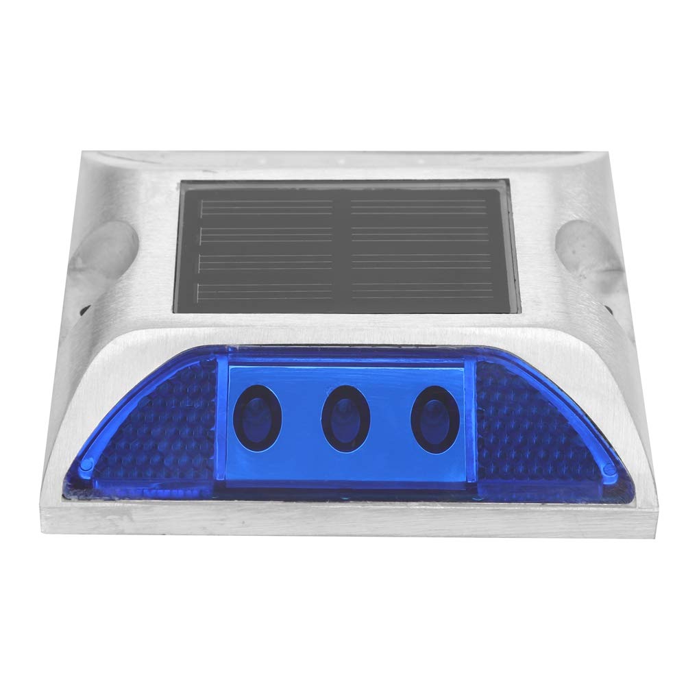 AUNMAS Solar Powered LED Ground Lights - Outdoor Waterproof Driveway Marker Lights for Pathways, Gardens, Walkways (4.1x4.1in, Blue) - Perfect for Landscape Lighting, Yard Decoration & Night Safety