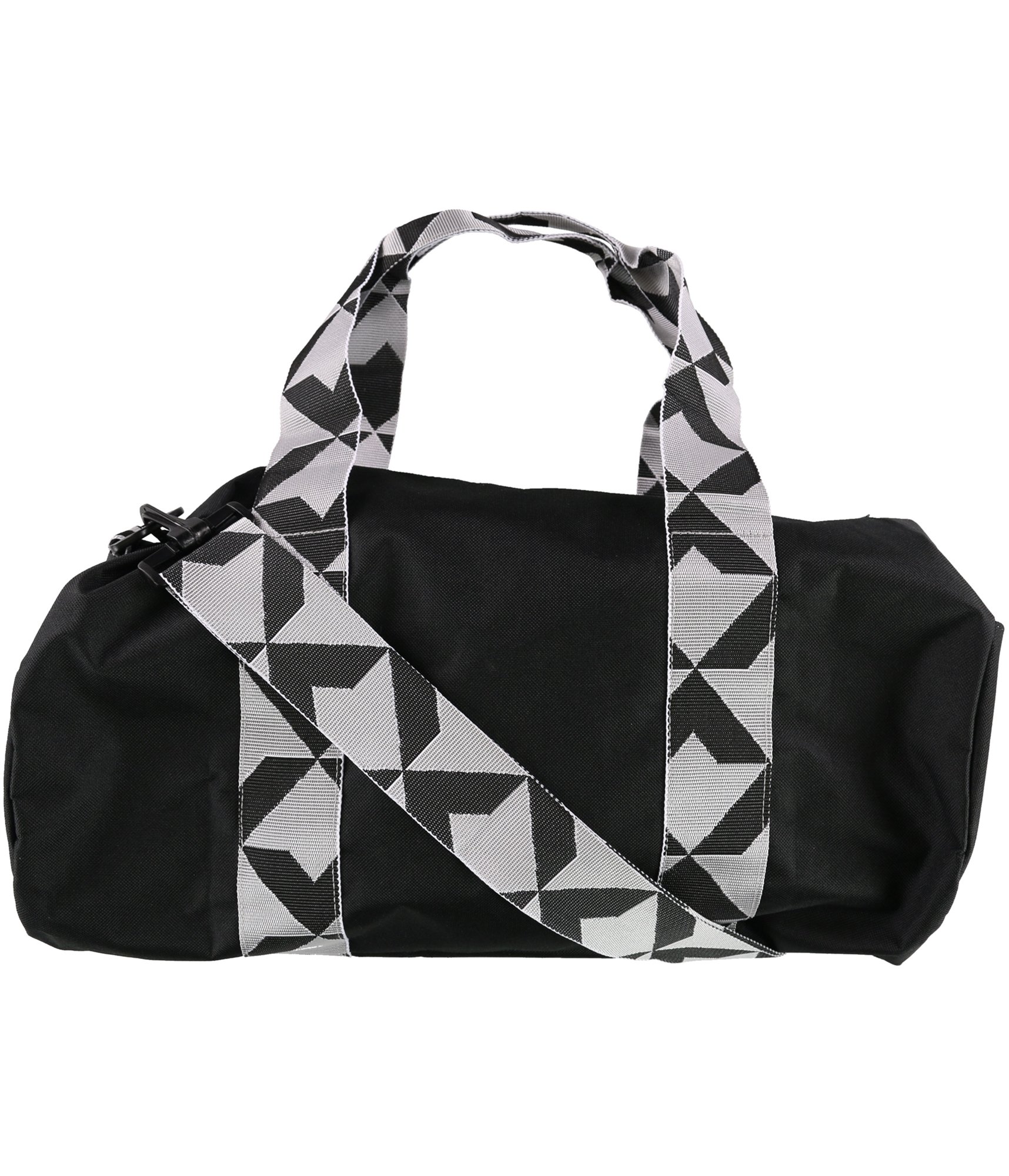 Unisex Contrast Geometric Duffle Bag - Black Small (17-22 Inch) - Perfect for Gym, Travel & Weekend Getaways