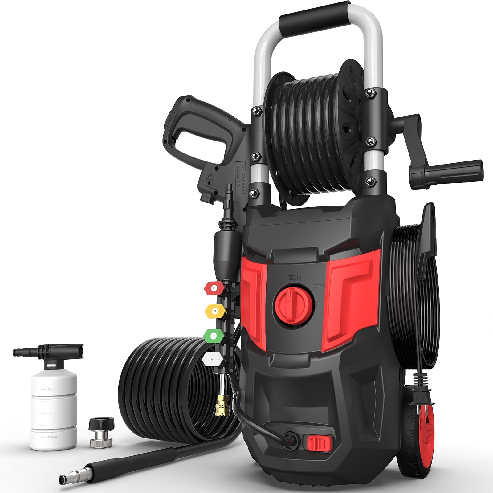4800PSI Electric Pressure Washer with Foam Cannon - 3.2 GPM High Power, 20FT Hose & 35FT Cord - 4 Nozzle Tips for Driveway, Deck, Patio, and Car Washing