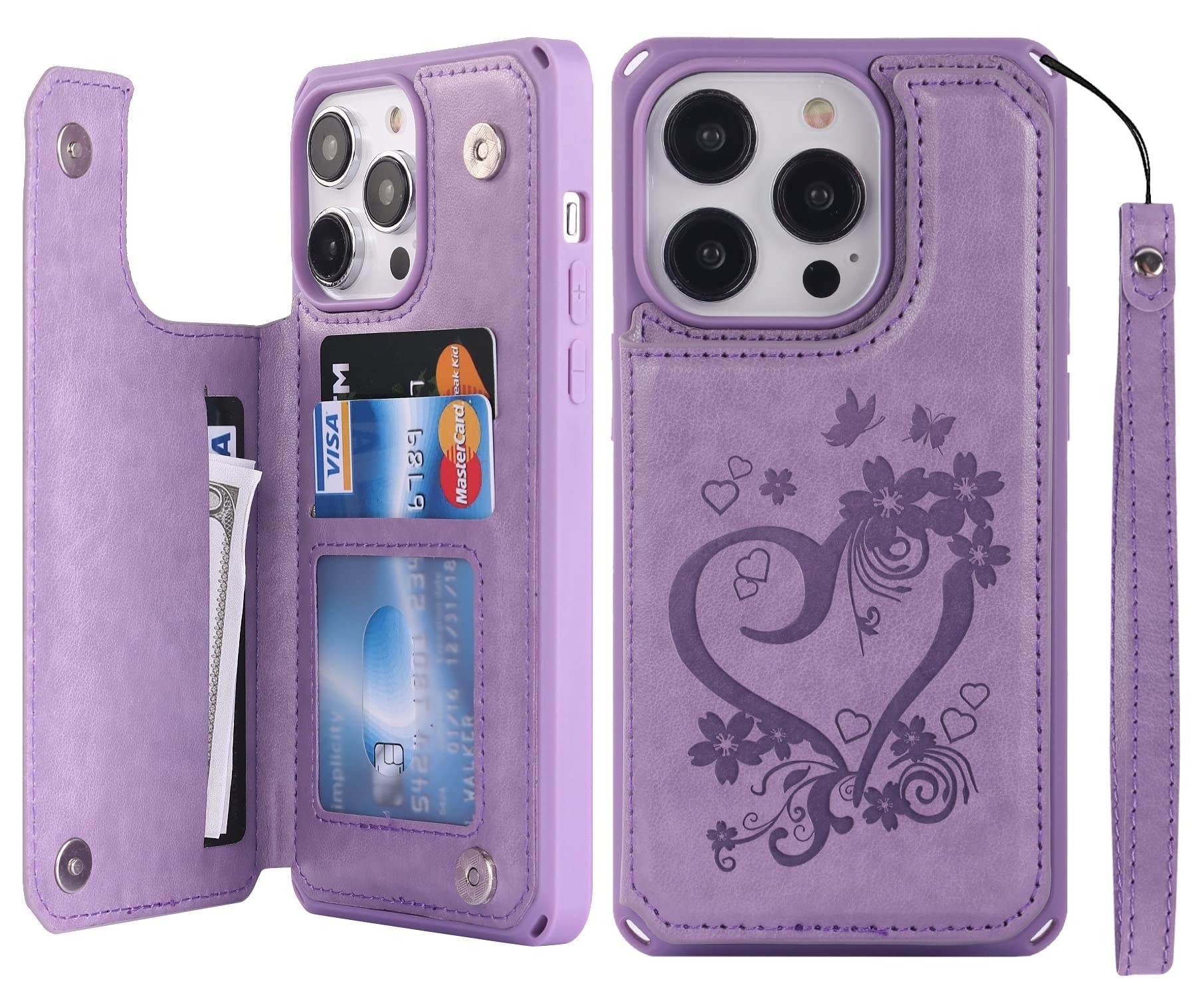 Premium RFID Blocking PU Leather Wallet Case for iPhone 14 Pro Max (6.7