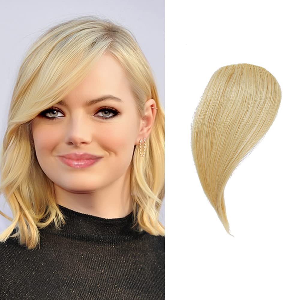 DSOAR Clip-In Real Human Hair Side Bangs - Natural Straight Fringe Hair Extensions for Women (Blonde/613#) - Perfect for Daily Wear, Cosplay & Hairstyle Transformations