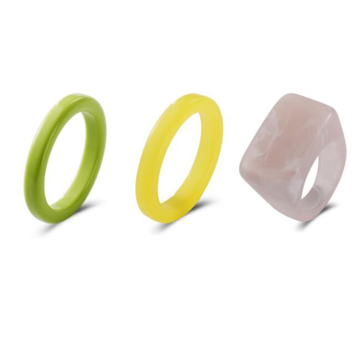 **MOKAVIKY 25 3-Piece Chunky Acrylic Resin Stackable Rings Set – Thick Colorful Cute Rings for Women – Perfect for Casual Wear, Parties & Gifts**