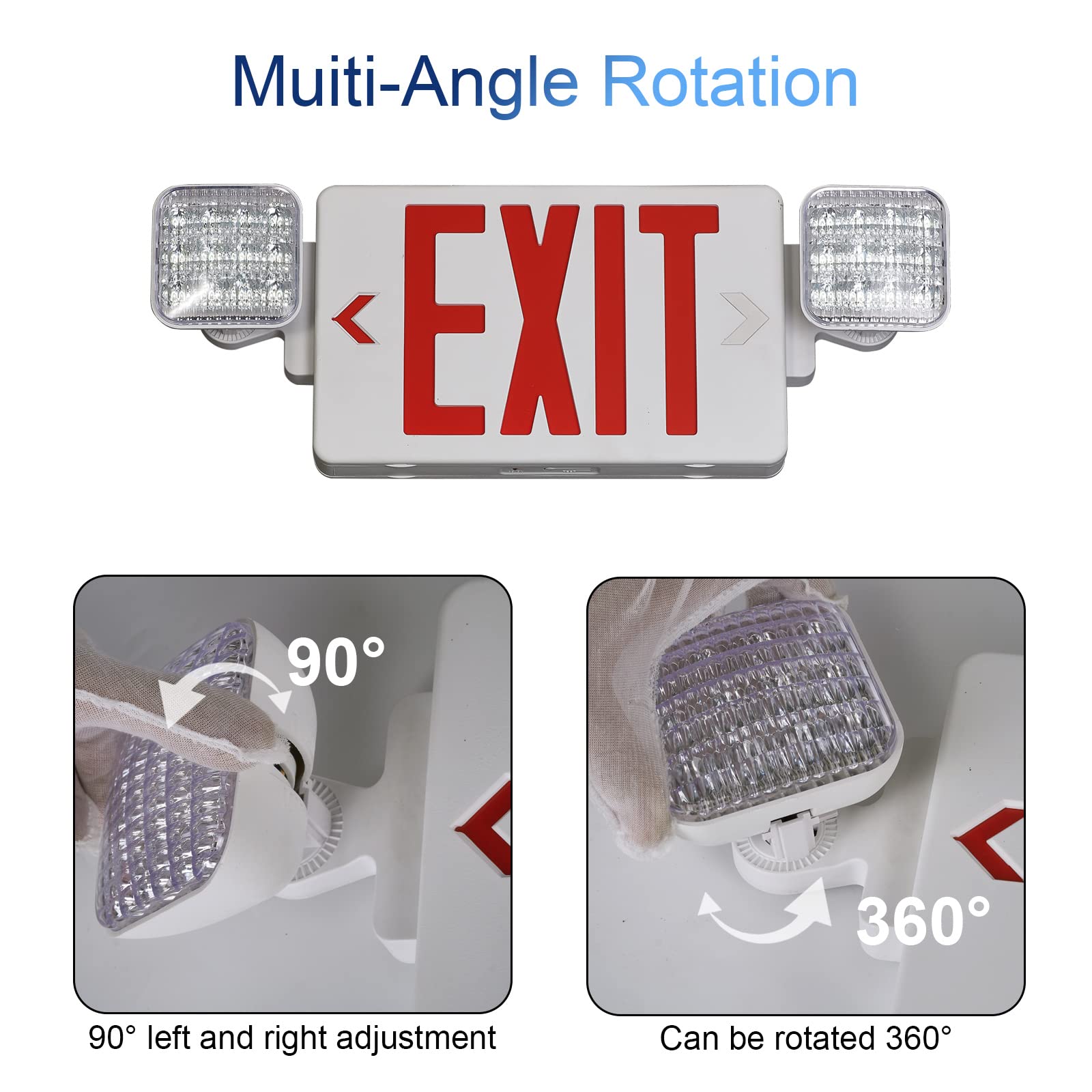 UL 924 Certified LED Emergency Exit Sign with Battery Backup - AC 120/277V Red Exit Light Combo (4 Pack) for Commercial Buildings, Offices & Warehouses - Perfect for Power Outages & Emergency Evacuations