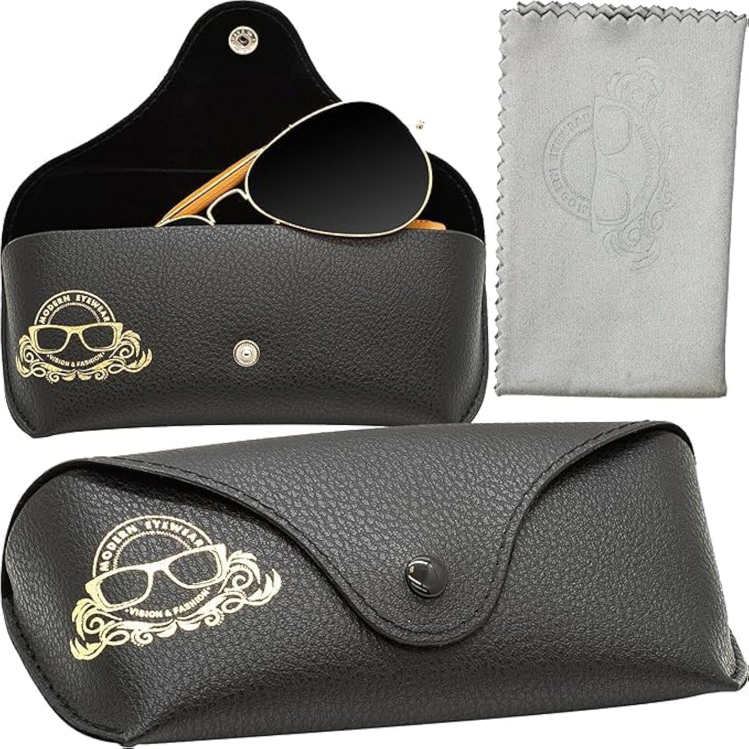 Leather Glasses Case Slim Portable Sunglasses Holder for Men & Women - Perfect for Travel, Work & Daily Use