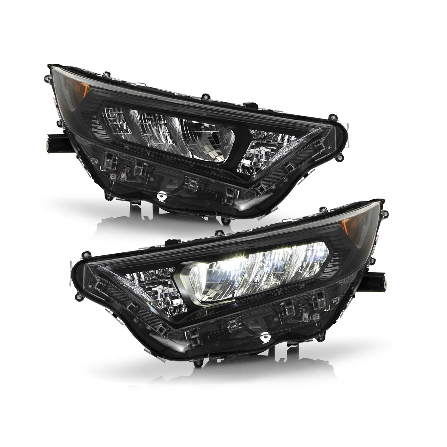 AKKON LED Projector Headlights for 2019-2021 Toyota RAV4 - OE Style Black Housing - Left & Right Pair - Perfect for Night Driving & Off-Road Adventures