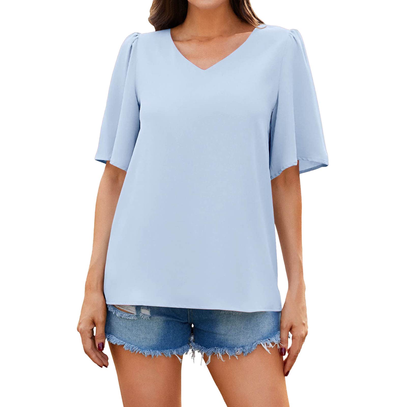 UOKNICE Women's V Neck T-Shirts - Summer Boho Tops for Casual & Dressy Wear