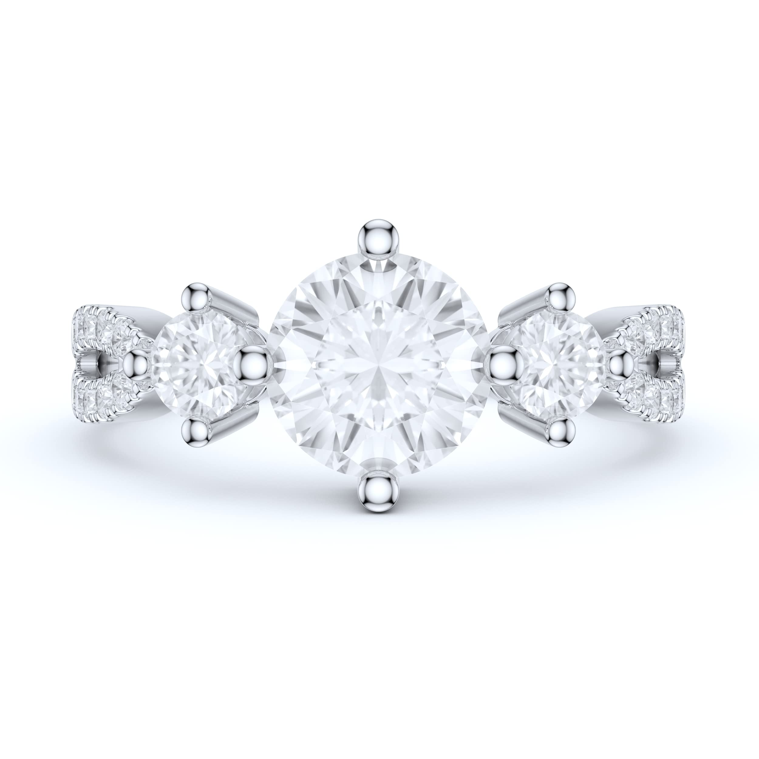 10K White Gold Pave Split Shank 1 Carat Simulated Diamond or Genuine Moissanite Engagement Ring for Women - Perfect for Proposals, Anniversaries & Romantic Gifts