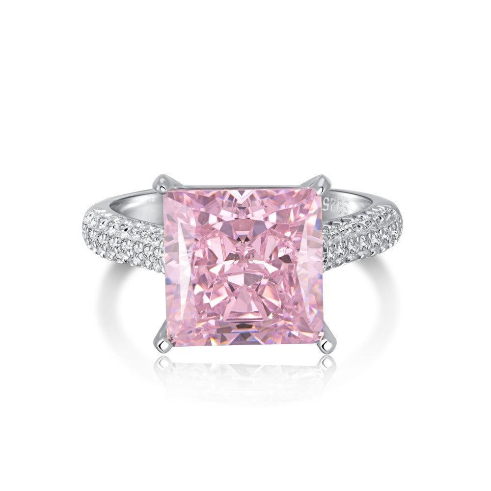 Elegant Pink CZ Square Cut Statement Ring for Women - Perfect for Parties, Weddings & Special Occasions