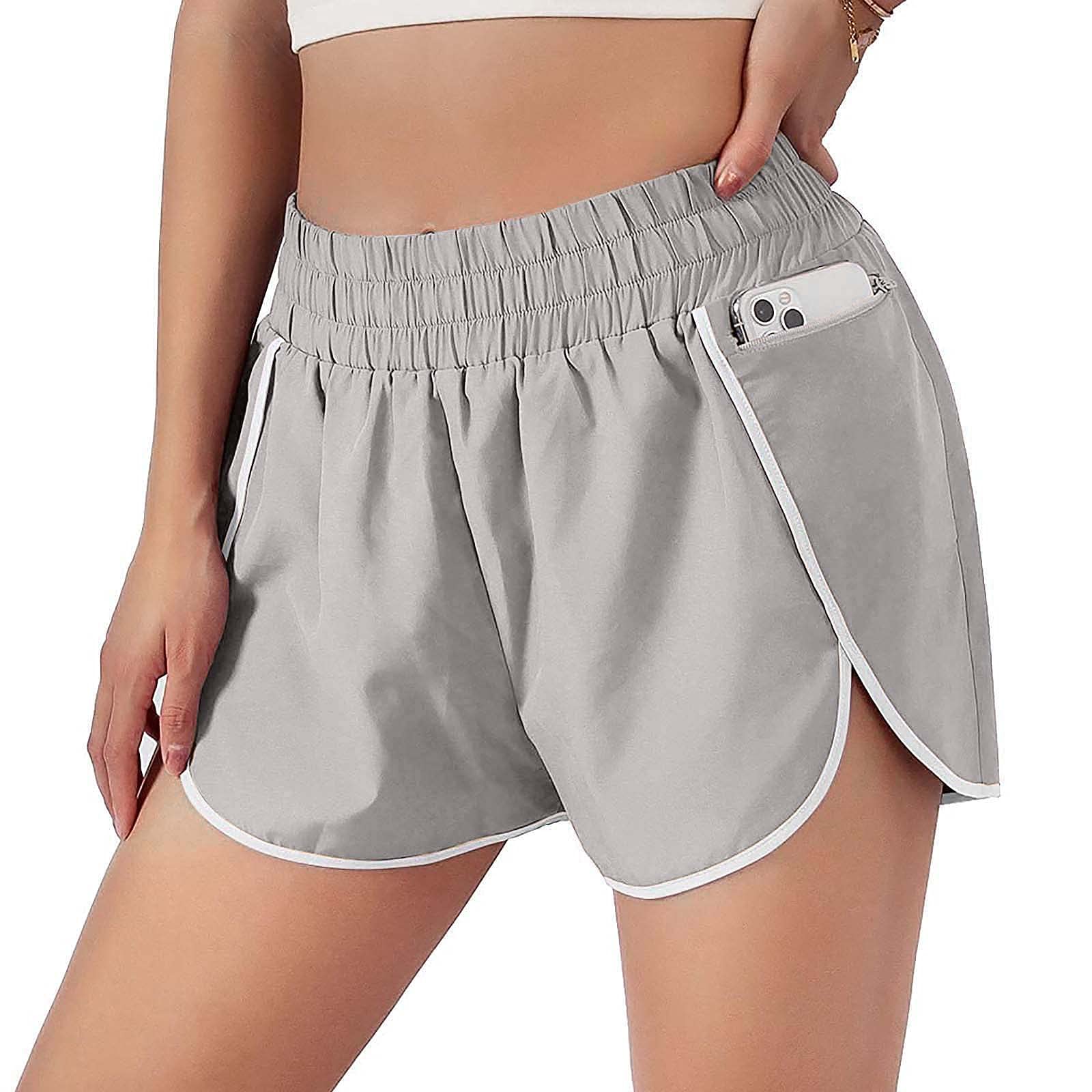 Women's Running Shorts with Pockets - High Waist Elastic Workout Shorts for Yoga, Gym & Jogging - Breathable Quick-Dry Activewear for Women - Perfect for Fitness, Lounge & Outdoor Activities