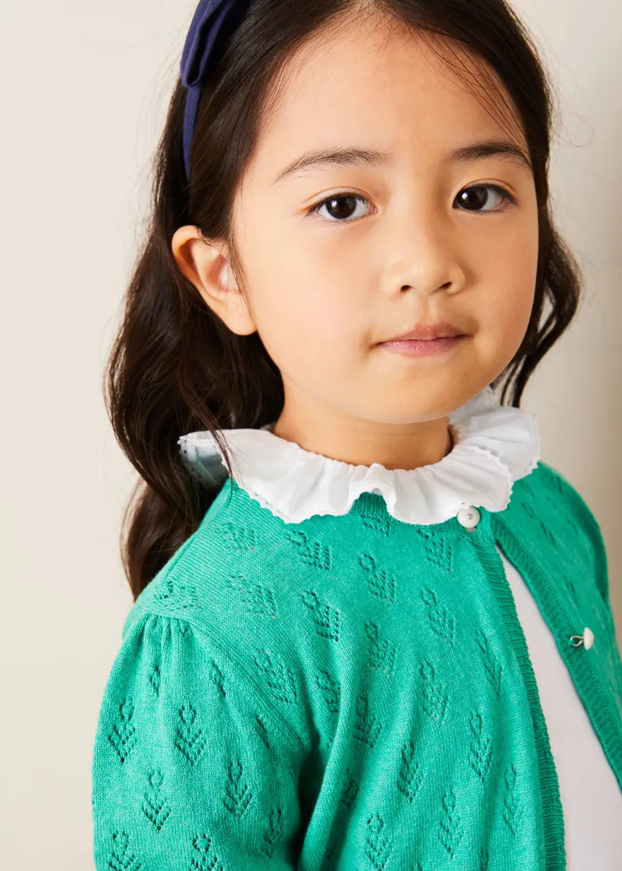 Floral Openwork Cotton Cardigan for Girls (2-10 Years) - Lightweight Summer Cover-Up for School, Beach & Outdoor Activities