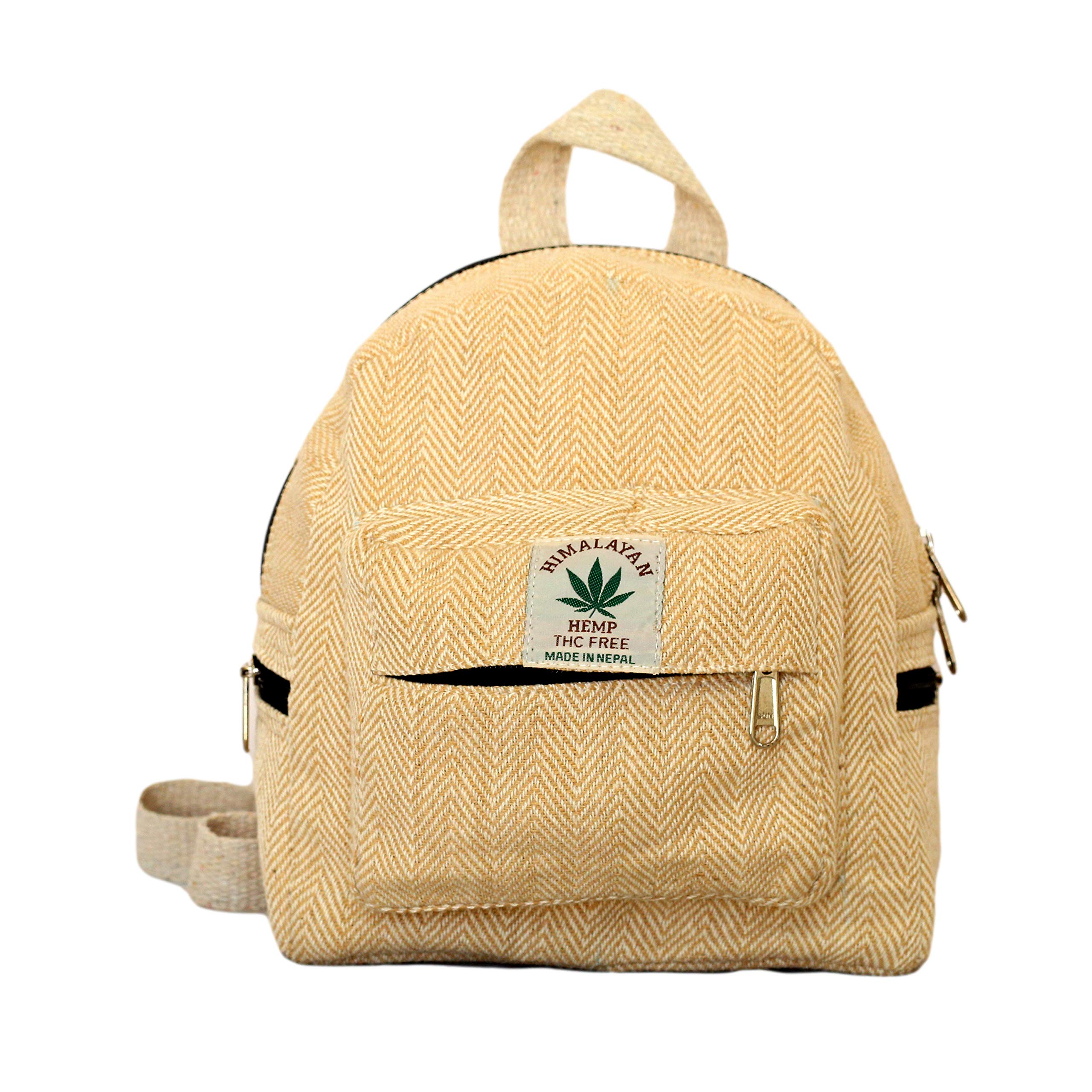 Handmade Hemp Mini Backpack for Women - Lightweight Washable Small Purse - Eco-Friendly Everyday Bag for Work, Travel & Shopping (Beige)