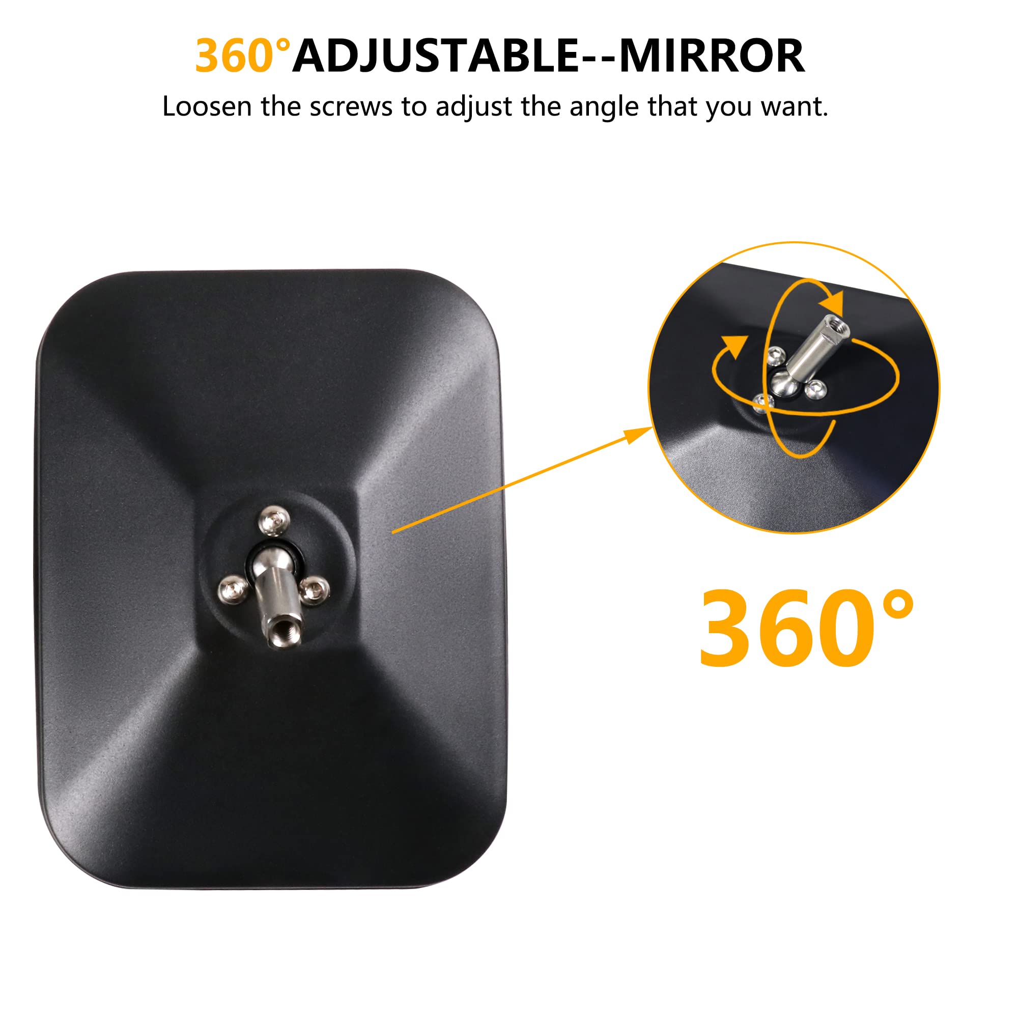 Heavy Duty Aluminum 360° Adjustable UTV Side Mirrors for 2015-2025 Polaris Ranger 1000/XP 1000 - Compatible with Roof & Windshield - Enhanced Rear Visibility for Off-Road Adventures & Work Sites