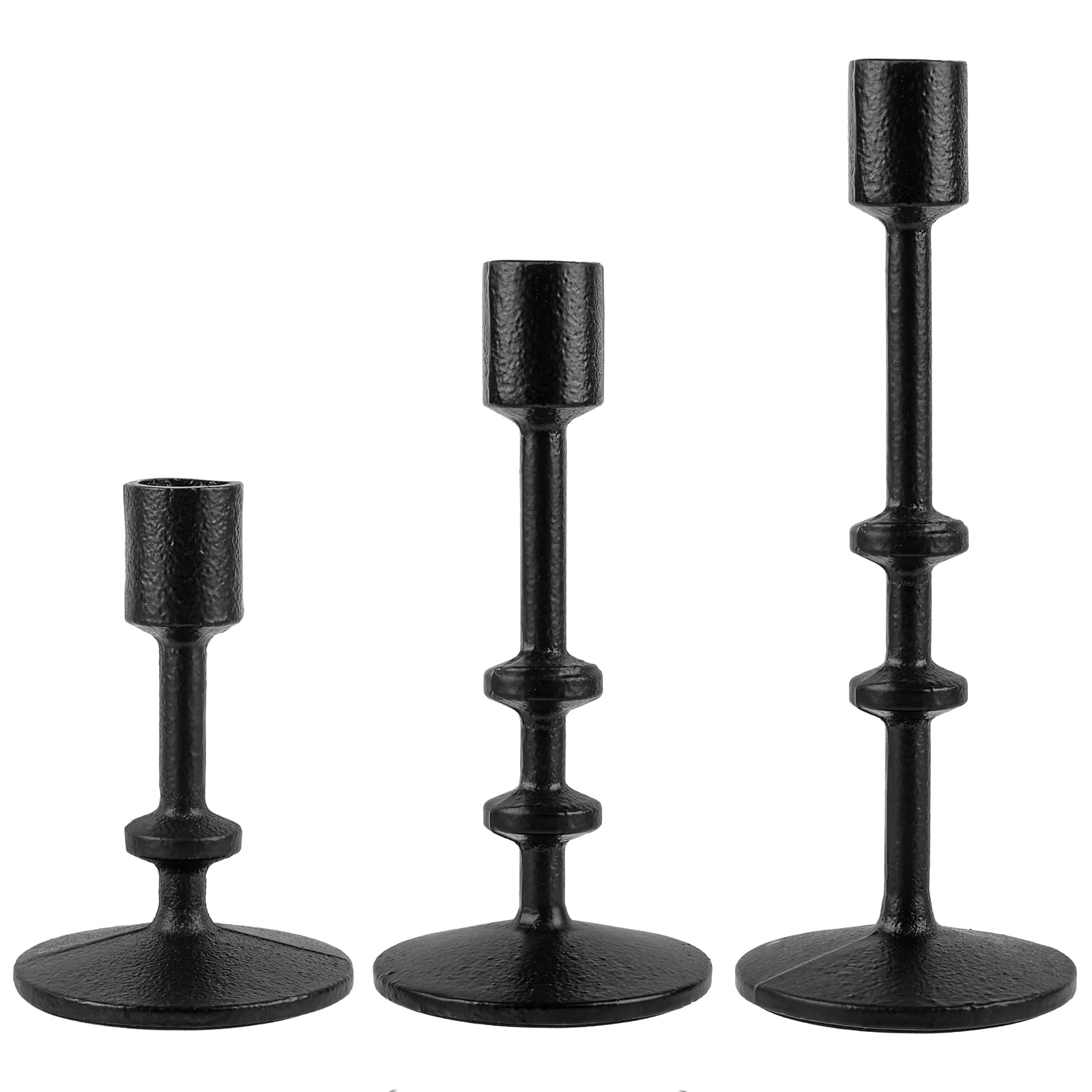 Modern Black Candlestick Holders Set of 3 - Elegant Taper Candle Holders for Home Decor, Weddings, Birthdays & Christmas - Stylish Centerpiece for Living Room, Dining Table & Party Decorations