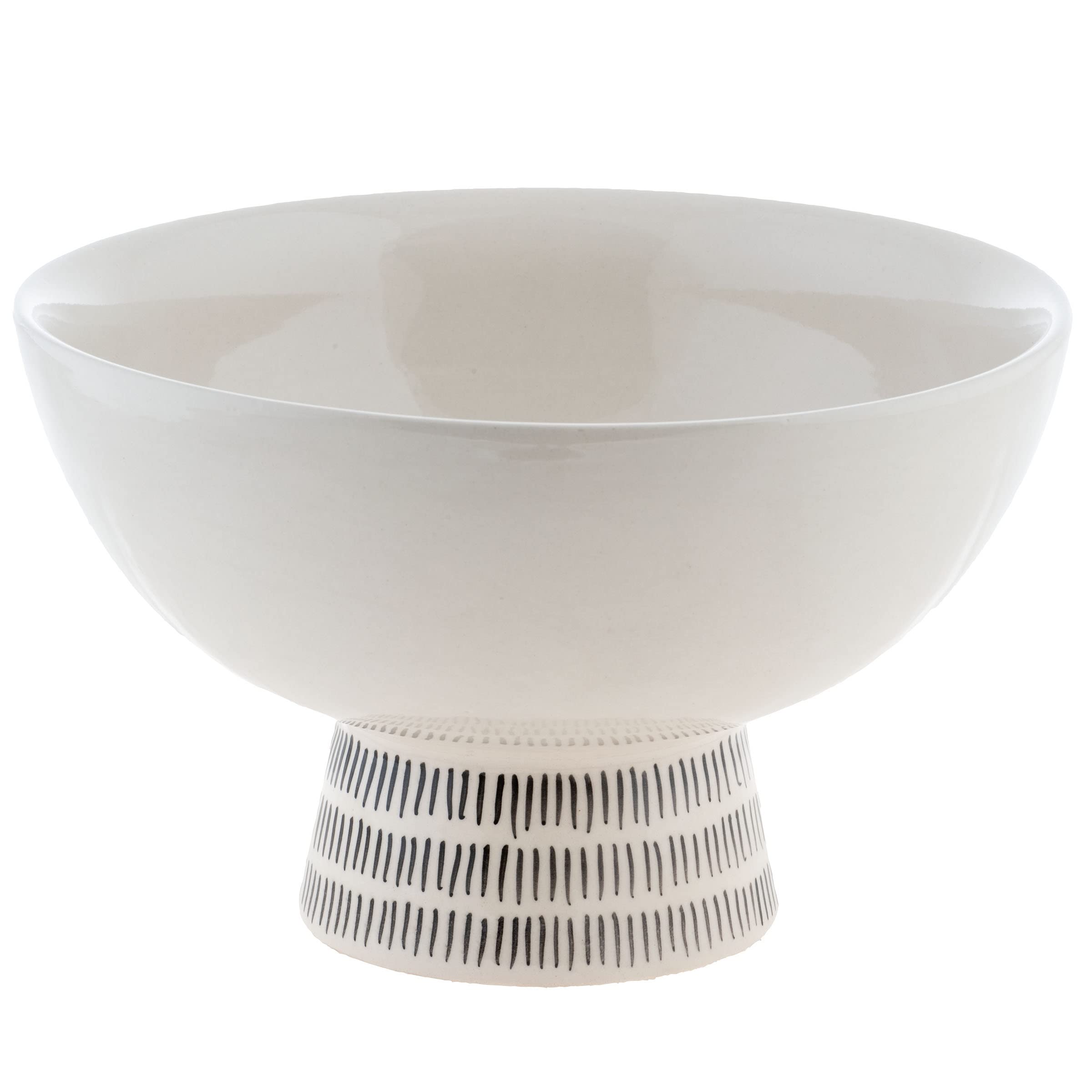 Karma Gifts Large White Fruit Bowl - Elegant Footed Serving Bowl for Fruits, Snacks & Centerpiece | Perfect for Dining Table Decor, Kitchen Storage & Party Serving