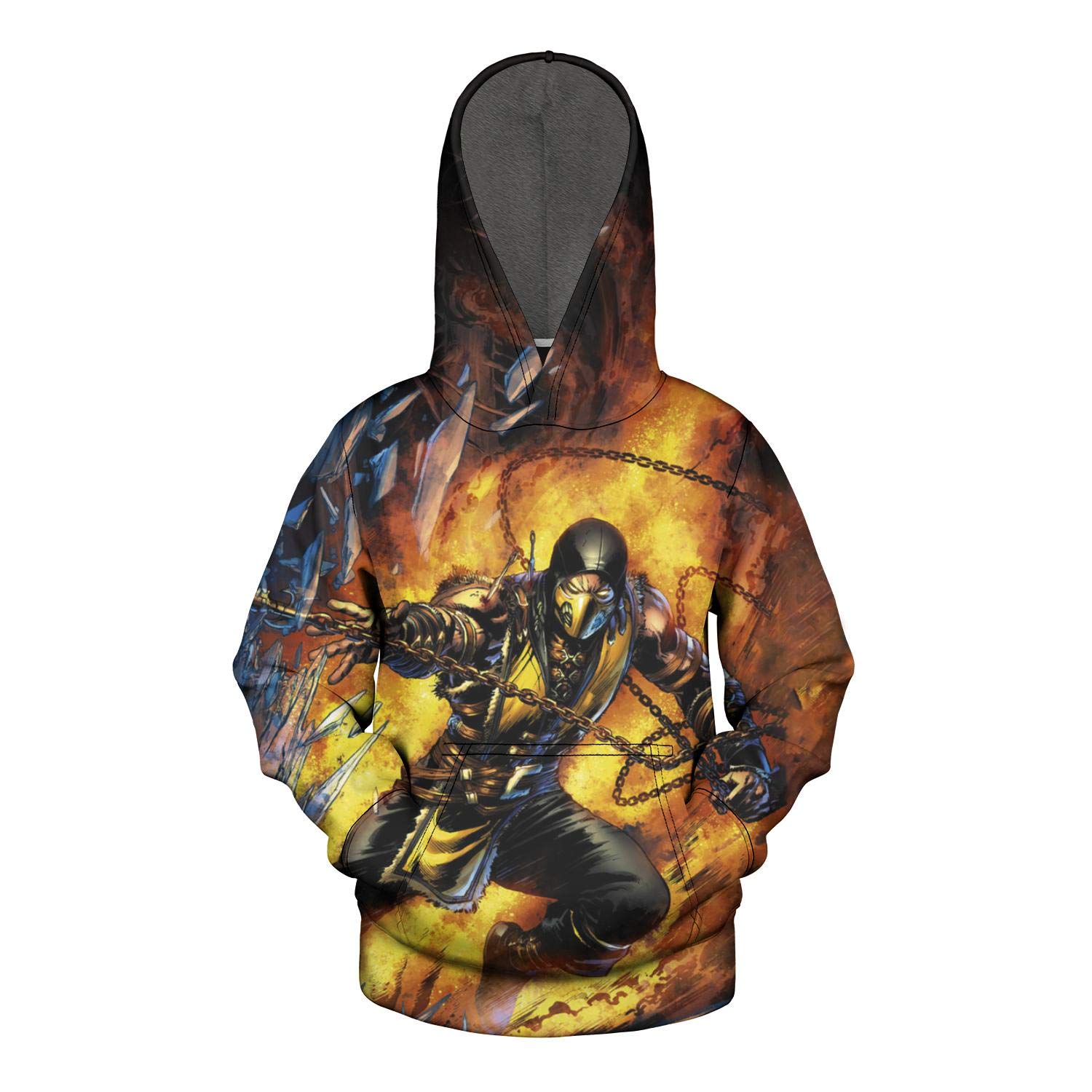 3D Galaxy Hooded Sweatshirt for Boys & Girls | Slim Fit Vintage Style with Mortal Kombat Sub-Zero Blue Design | Perfect for Gaming, Cosplay, and Casual Wear