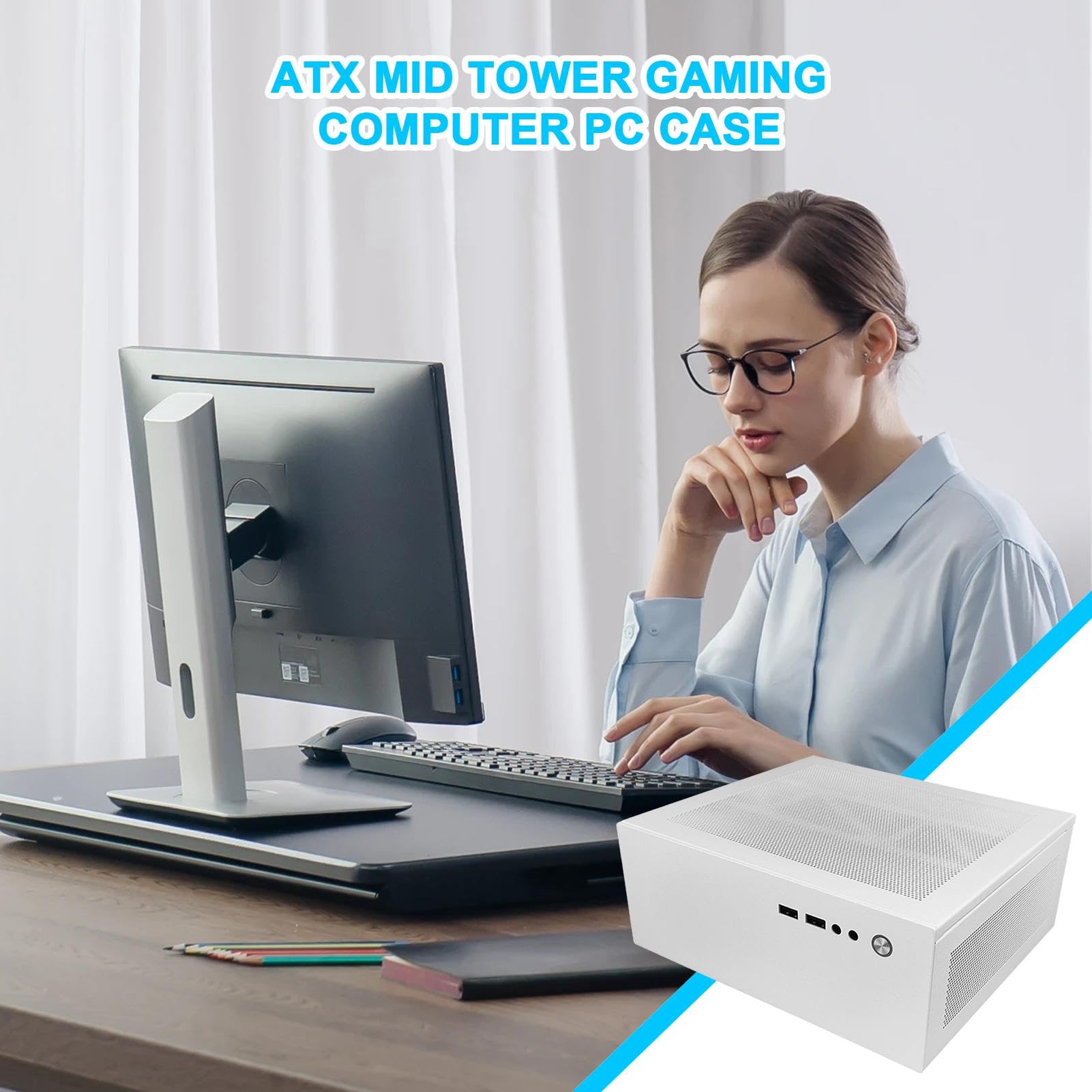 Compact Gaming PC Case - Small Desktop Computer Chassis for Table | Mini ATX Tower Case for Students, Home & Gamers | Perfect for Small Spaces, Gaming Setups & Home Offices