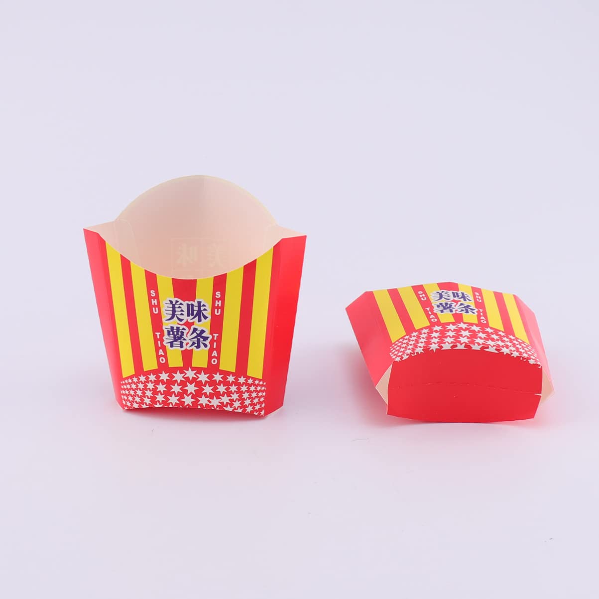 100pcs Disposable French Fry Holders - Paper Snack Cone Stands for French Fries, Onion Rings & Travel Food | Perfect for Parties, Movie Nights & Fast Food Restaurants