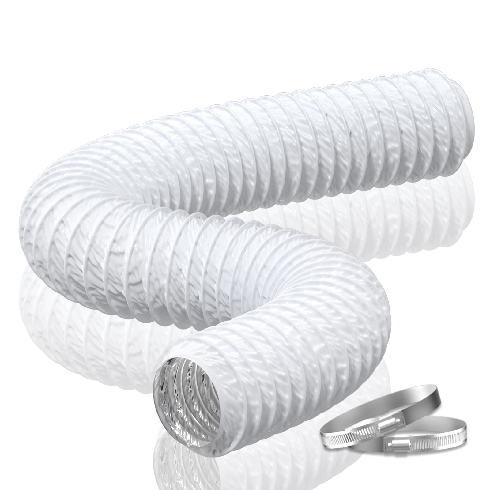 Hon&Guan 3 Inch Dryer Vent Hose 16 FT - Flexible PVC Air Ducting for HVAC Ventilation Fan - Perfect for Clothes Dryer, Exhaust Fan & Home Ventilation Systems