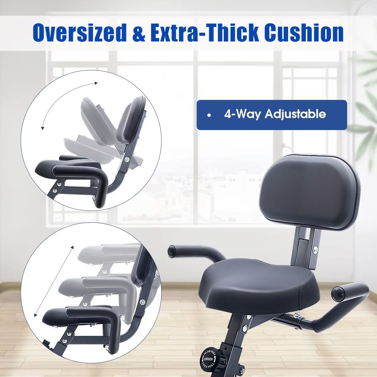 Merax Foldable Exercise Bike - 3-in-1 Magnetic Stationary Bike with 16-Level Resistance, 300LB Capacity for Home Workout | Perfect for Indoor Cycling, Cardio Training & Small Spaces