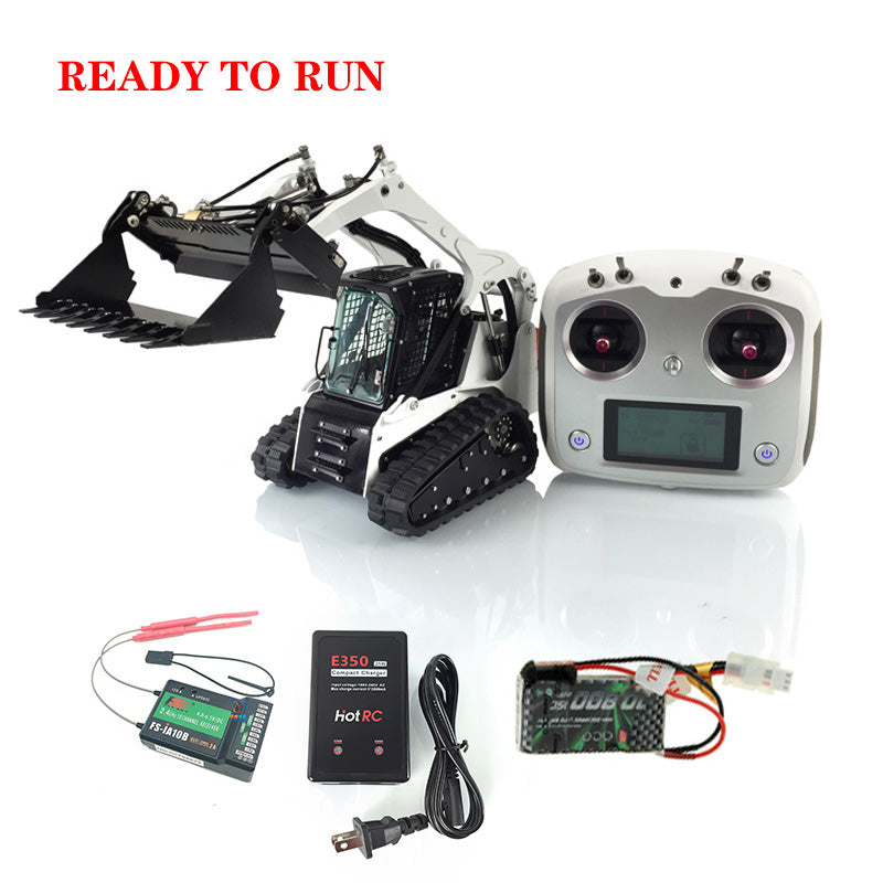 Customized LESU 1:14 Scale RC Hydraulic Aoue LT5 Tracked Skid Steer Loader - Metal RTR Model with Fork, Bucket, Sieve Bucket, Gripper Clamp & Trailer Upgrade Parts - Perfect for Construction Simulation, RC Hobbyists & Collectors