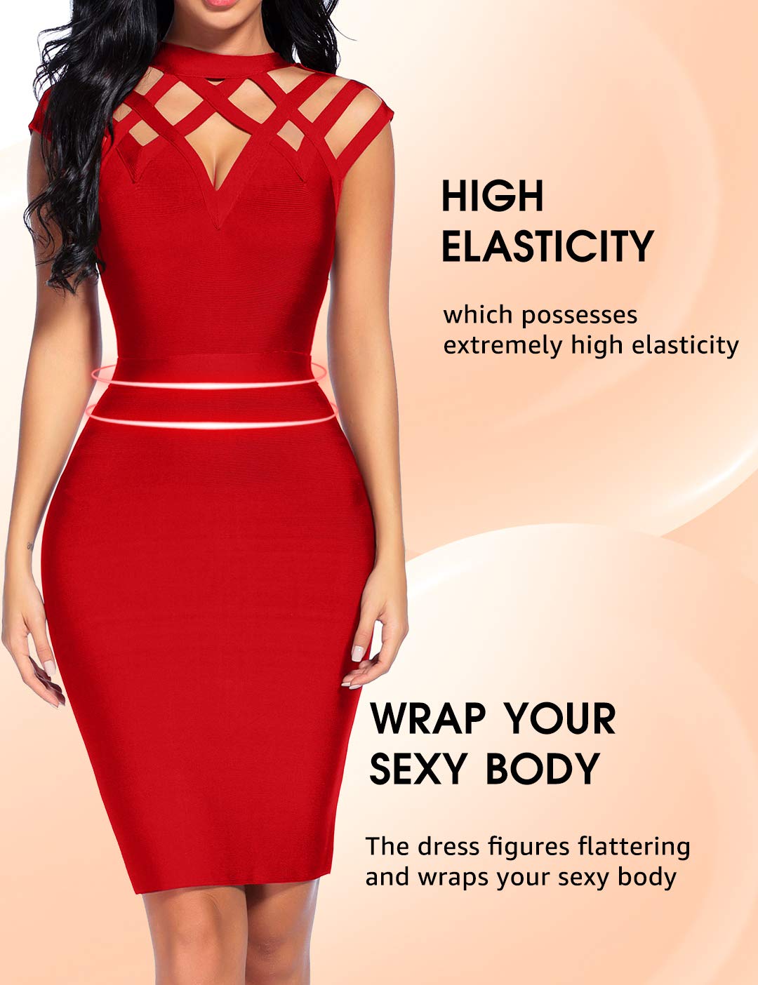 Sexy Women's Hollow Out Bandage Bodycon Dress for Night Out, Club Party & Cocktail Events | Formal Tight Fitted Dress for Women | Perfect for Date Night, Girls Night Out & Special Occasions