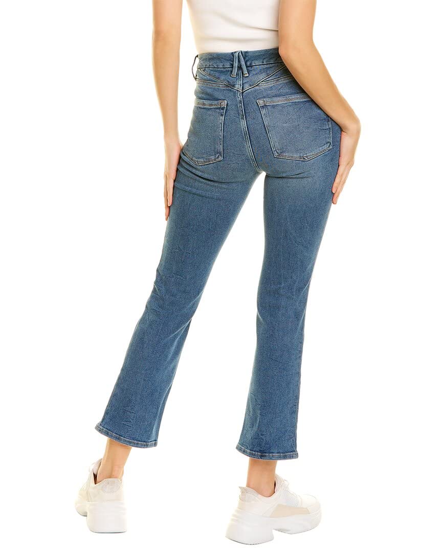 Good American Good Blue Straight Jeans for Women - High Waist Slim Fit Denim Pants | Perfect for Casual Wear, Office & Date Night Outfits