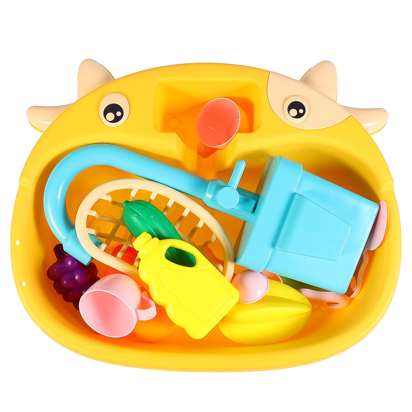 Toyvian Kids Electric Dishwasher Playset with Running Water, Cutting Food & Pretend Play Kitchen Toys - Perfect Gift for Boys, Girls & Toddlers - Ideal for Home, Preschool & Role-Playing Activities