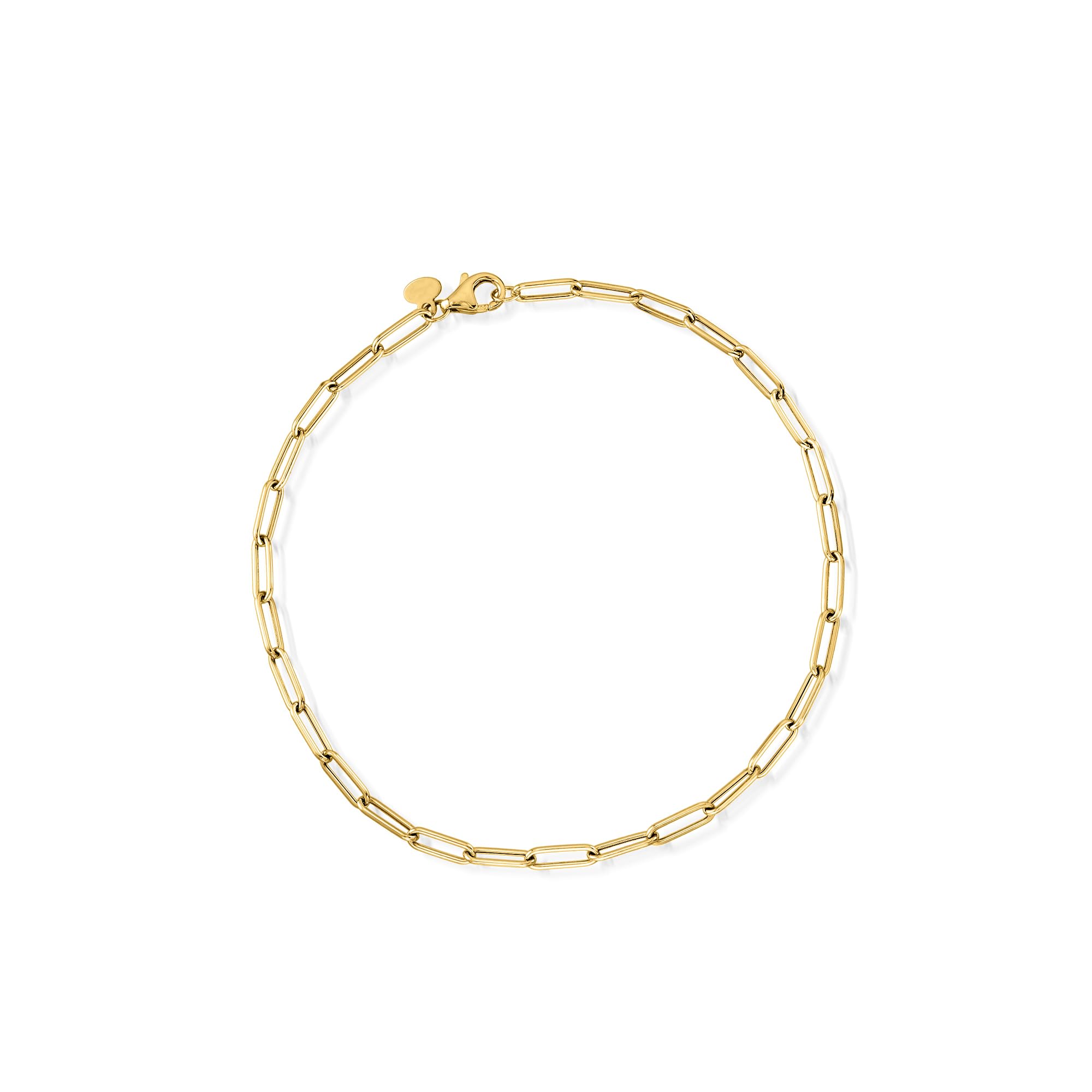 RS Pure by Ross-Simons Italian 14kt Yellow Gold Paper Clip Link Anklet - 9 Inch Ankle Bracelet for Women | Perfect for Beach, Summer & Casual Wear
