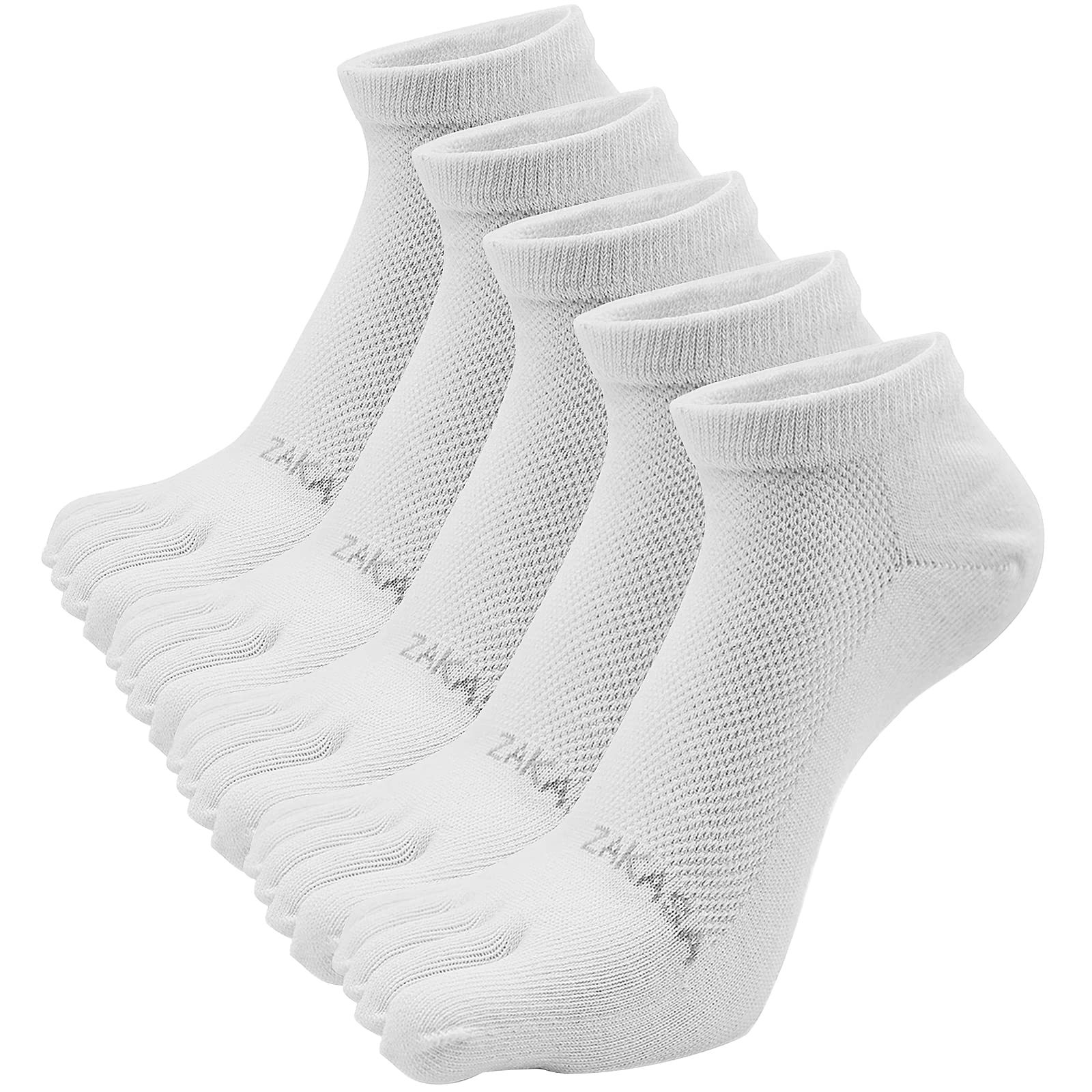 Breathable Five-Toe Cotton Socks for Men - Athletic Crew No-Show Ankle Socks (5 Pairs, Size 8-12) - Perfect for Running, Yoga & Indoor Sports