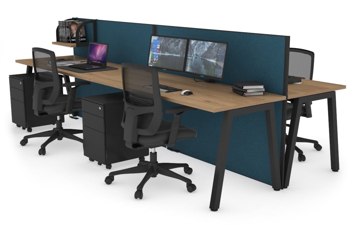 Horizon Quadro 4-Person Office Workstation Bench with A-Legs - 1200L x 700W Dimensions - Perfect for Collaborative Workspaces, Conference Rooms & Open Office Layouts