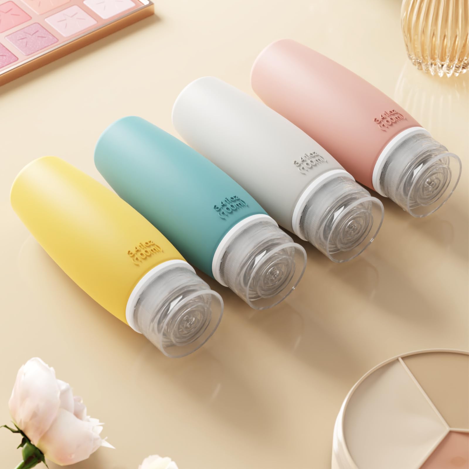 PACKISM TSA Approved 6-Pack Leak Proof Silicone Travel Bottles (3.4oz) - BPA Free Refillable Toiletry Containers for Shampoo, Conditioner, Lotion & Body Wash - Perfect for Air Travel, Gym, Camping & Vacation Essentials