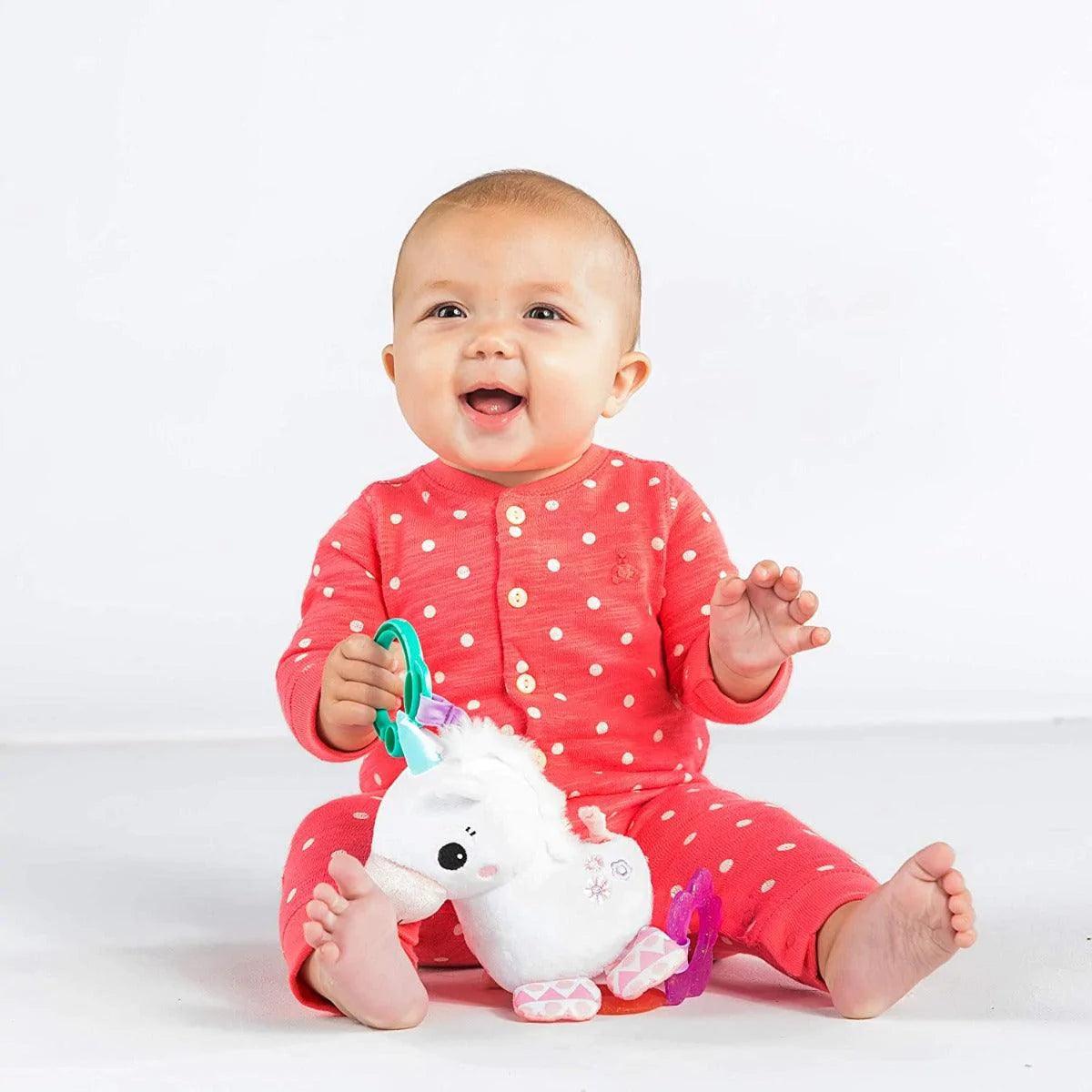 Bright Starts Sparkle & Shine Unicorn Rattle Baby Toy - Soft Pink Infant Teether & Sensory Toy for Newborns & Toddlers - Perfect for Playtime, Nursery Decor & Baby Shower Gifts