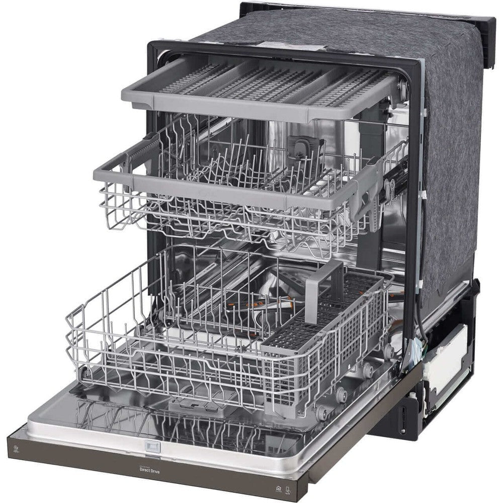 LG LDFN4542D 24-Inch Front Control Dishwasher - QuadWash Technology, 3rd Rack, Black Stainless Steel - Perfect for Small Kitchens & Energy-Efficient Cleaning