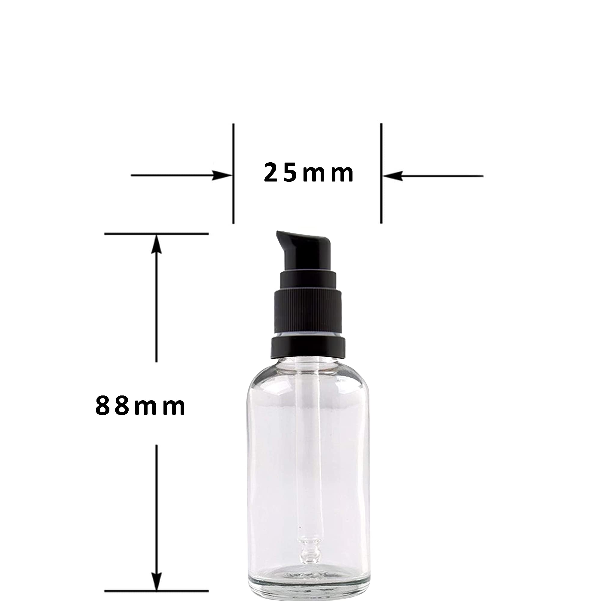 **15ml Clear Round Glass Bottle with Black Lotion Pump & Cap (Pack of 2) – Essential Oil, Skin Care, Cosmetic & DIY Storage – Perfect for Travel, Toners, Beauty Blends & Home Use**
