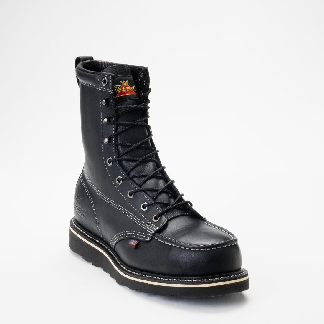 Midnight Series 8 Steel Toe Moc Toe Work Boots for Men - Black Safety Shoes for Construction, Warehouse & Outdoor Work