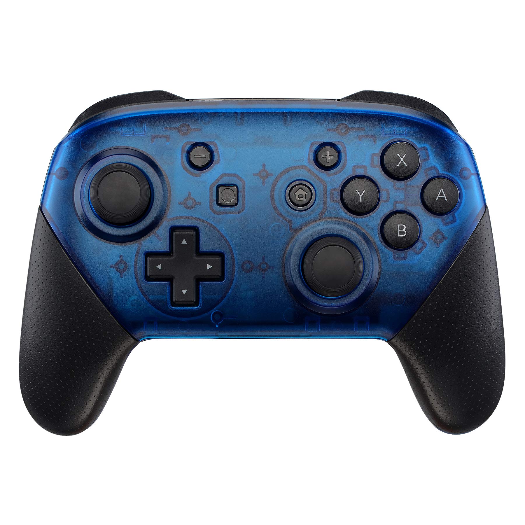 eXtremeRate Transparent Blue Faceplate & Backplate Replacement Shell for Nintendo Switch Pro Controller - DIY Customization Kit (Controller Not Included) - Perfect for Gaming Enthusiasts & Modders