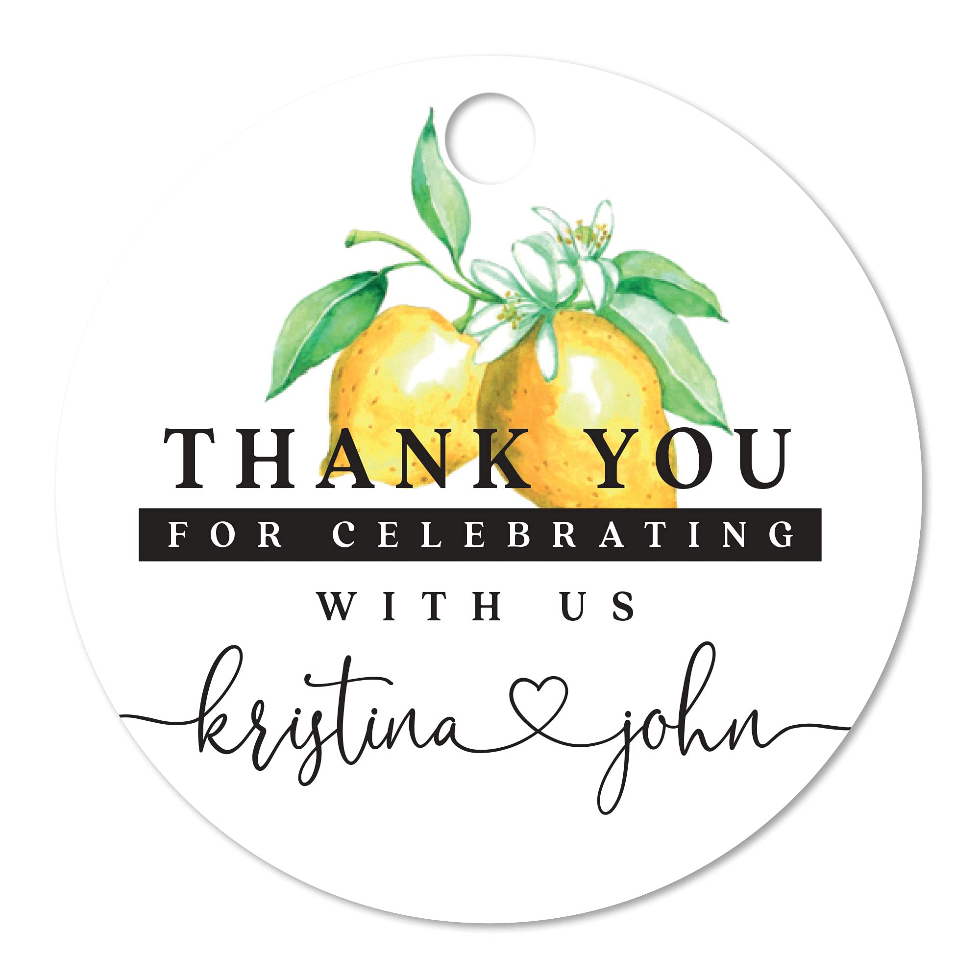Personalized Lemon Wedding Favors - Rustic Limoncello Gift Tags for Botanic Weddings - Thank You Tags for Guests - Perfect for Bridal Showers, Bachelorette Parties & DIY Wedding Decor