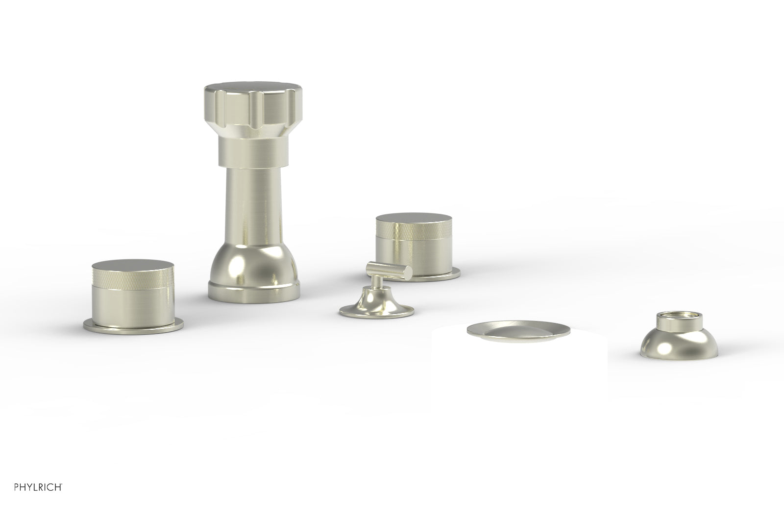 BASIC II Four Hole Bidet Set with Knurled Handles - 230 60 - Perfect for Modern Bathroom Upgrades & Hygienic Personal Care