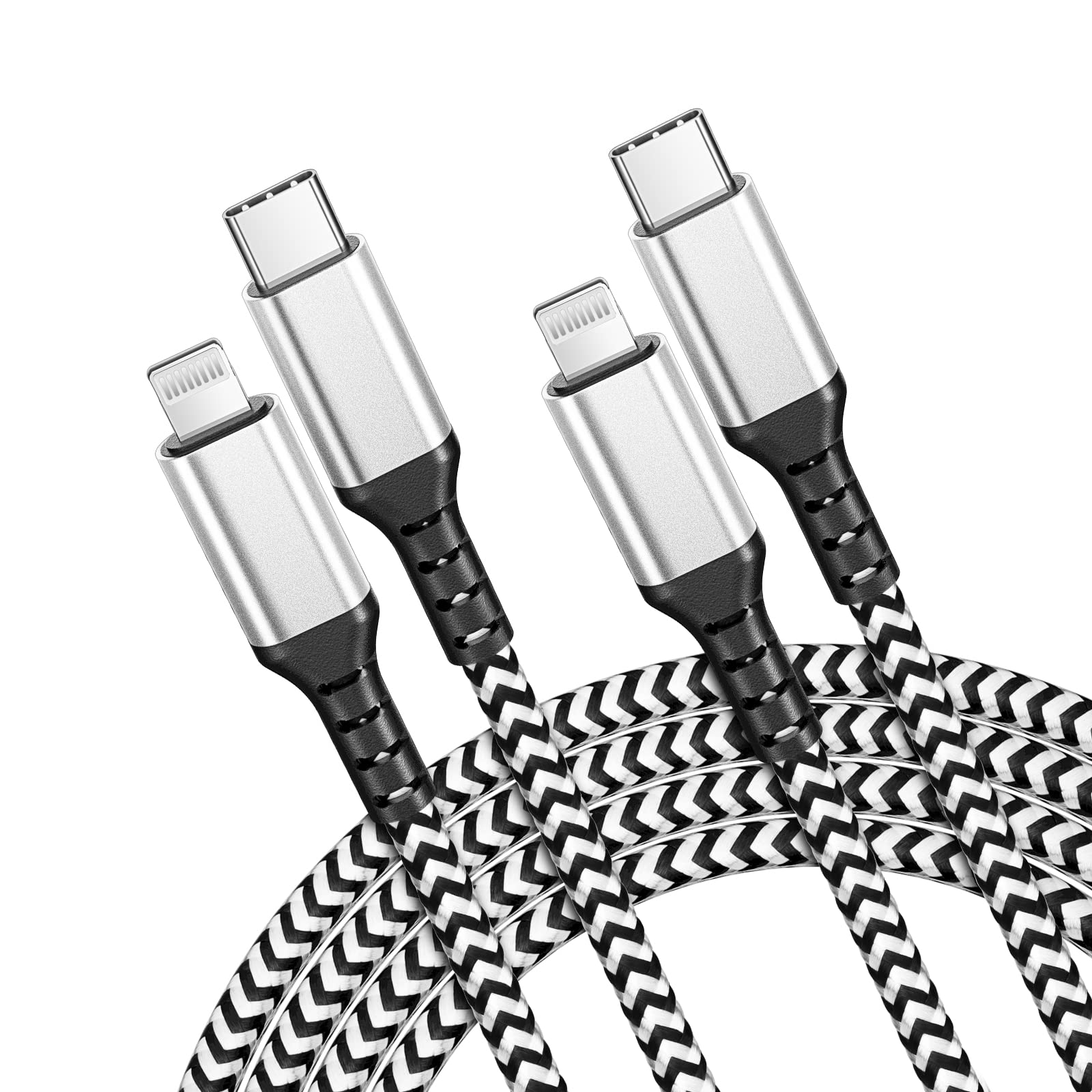 MFi Certified USB-C to Lightning Cable [6.6ft+6.6ft] Fast Charging Cord - Nylon Braided iPhone Charger for iPhone 14/13 Pro Max/13/12/11/X/8, iPad Pro/Air, AirPods - Perfect for Home, Office & Travel Charging