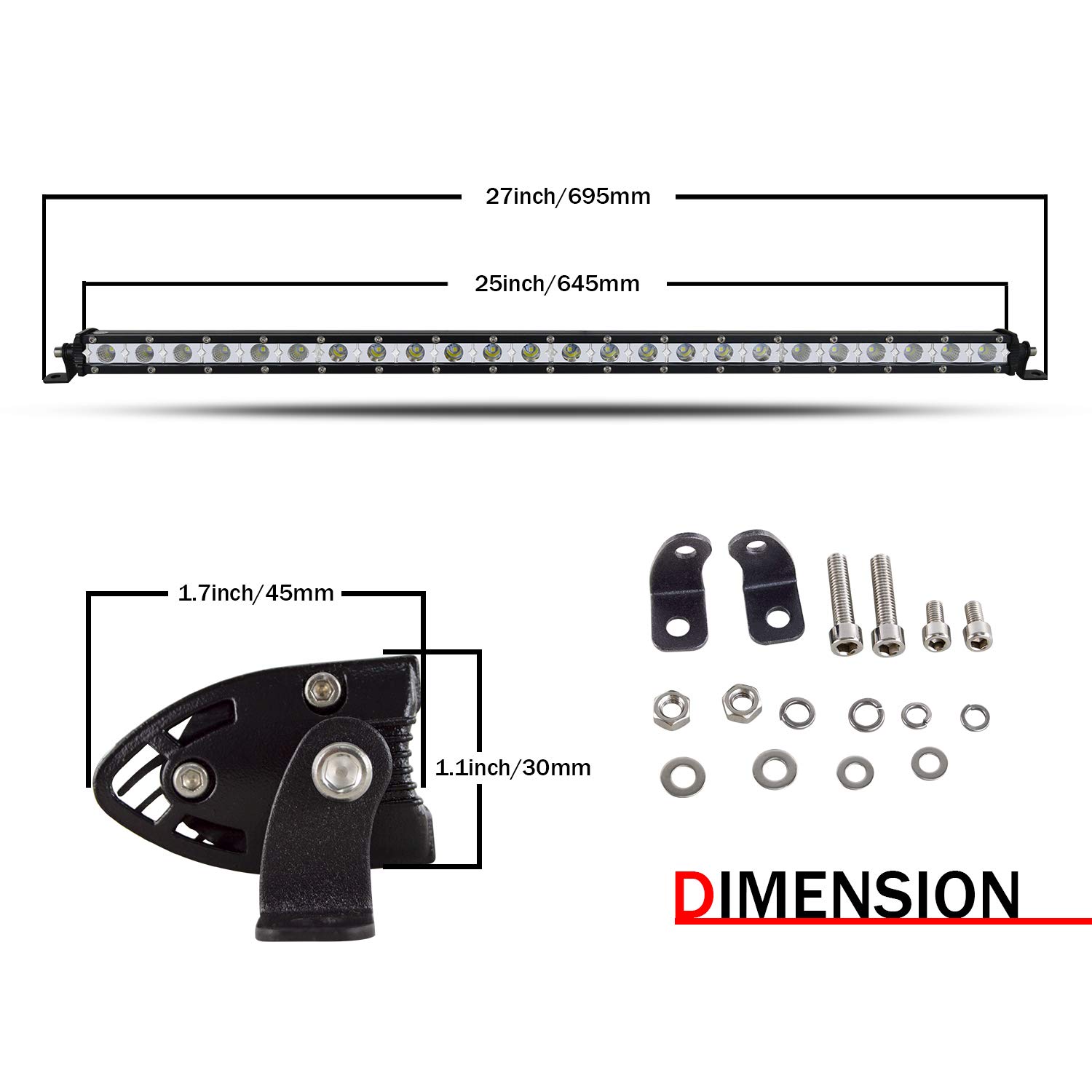 SKYWORLD 25-Inch Ultra-Slim Single Row LED Light Bar - 120W Spot Flood Combo Beam for Trucks, Boats, ATV, UTV & SUV | Waterproof Off-Road Lighting for Roof, Bumper & Fog Driving | Perfect for Night Adventures, Camping & Emergency Use