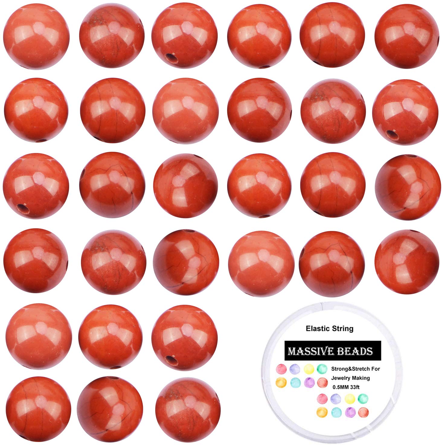 100Pcs Natural Red Jasper Crystal Beads - 6MM Round Loose Gemstone Beads for Jewelry Making, DIY Bracelets & Necklaces, Energy Healing, Chakra Balancing & Meditation (Includes Free Stretch Cord) - Perfect for Spiritual Gifts, Handmade Crafts & Holistic Therapy