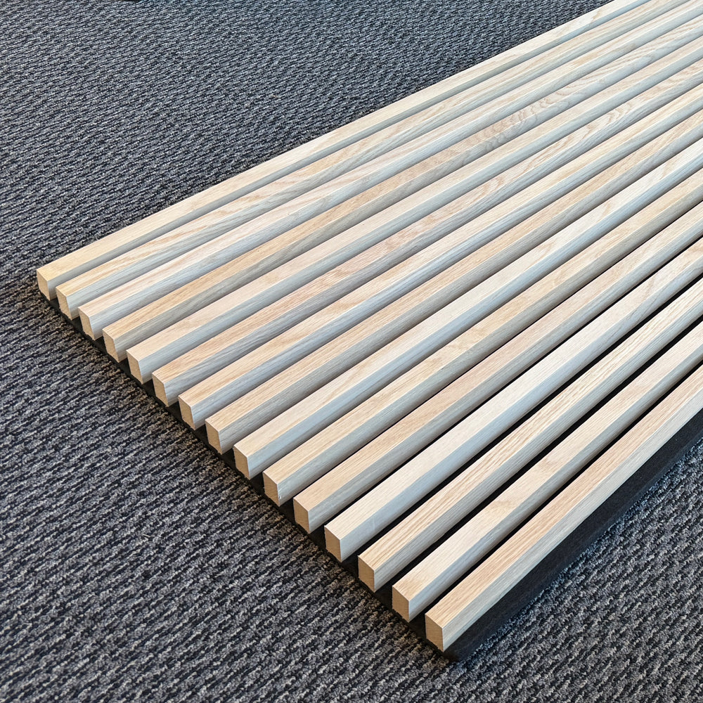 WOODFLEX Flexible Acoustic Battened Wood Slat Panel - 3-Sided Full Wrap Oak Veneer - 2700mm x 600mm - Soundproof Wall Paneling for Home Theater, Office & Studio