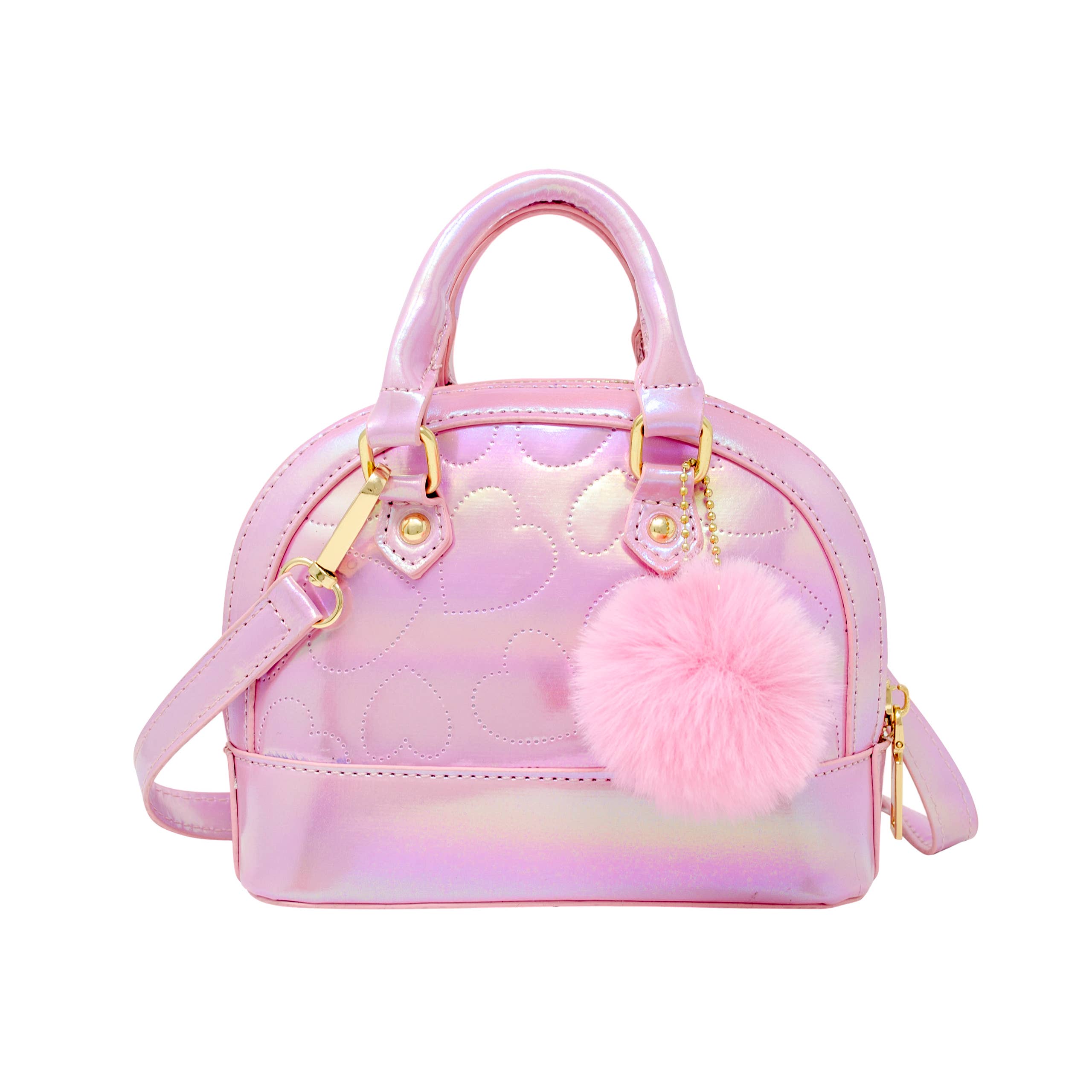 Shiny Dotted Heart Moon Handbag for Women - Elegant Pink Crossbody Purse for Date Night, Party & Special Occasions