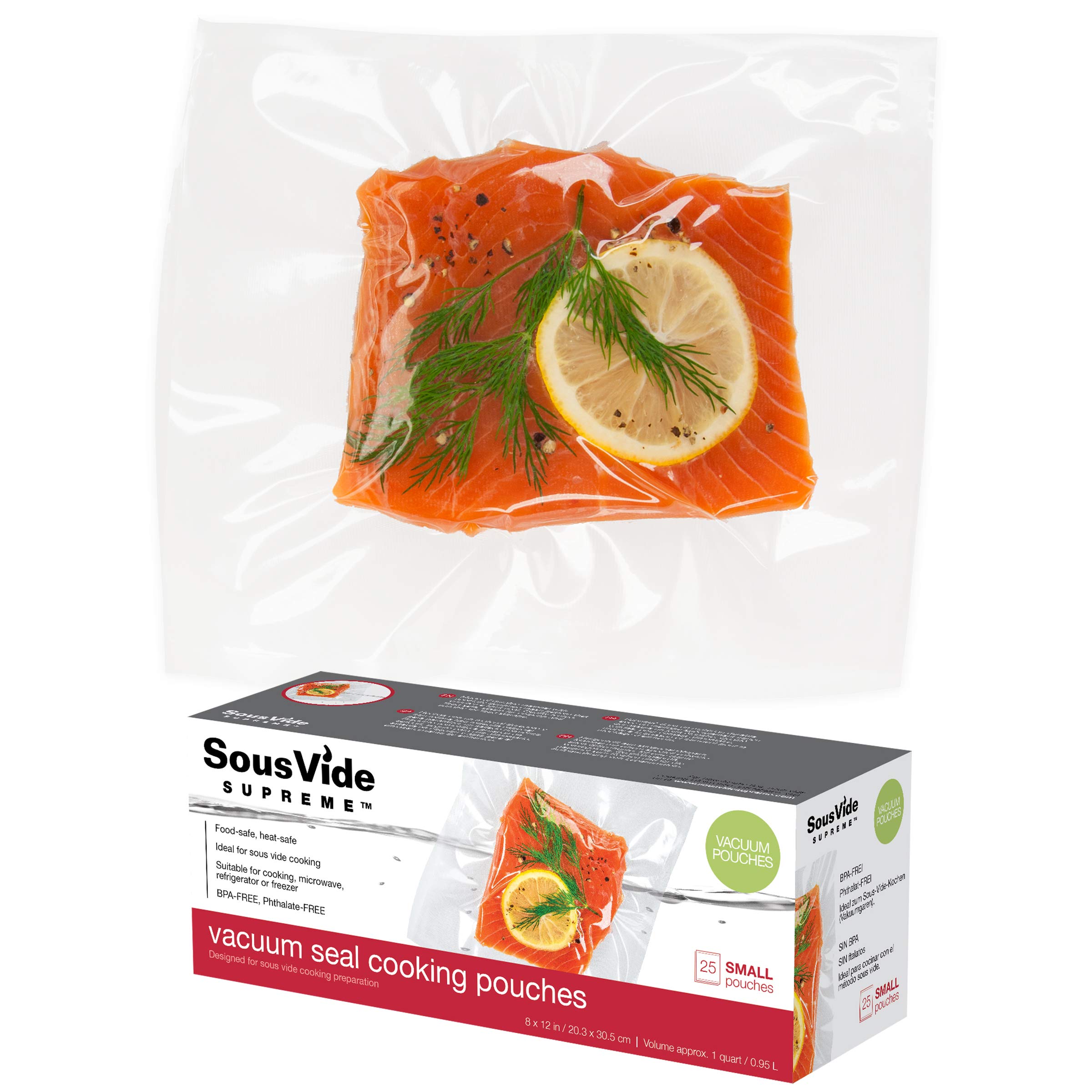 Premium Sous Vide Vacuum Seal Cooking Bags - 8x12 Inches, 1 Quart (25 Pack) | BPA-Free Food Grade Plastic | Perfect for Meat, Fish & Vegetables | Home Kitchen & Restaurant Use
