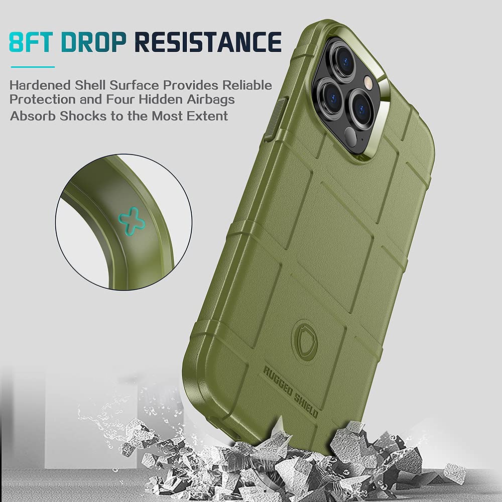 Rugged Shockproof iPhone 13 Pro Max Case (6.7 Inch) - 8FT Drop Protection, Military-Grade TPU Armor Cover - Tactical Protective Phone Case for iPhone 13 Pro Max in Army Green | Perfect for Outdoor Adventures, Construction Work & Extreme Sports