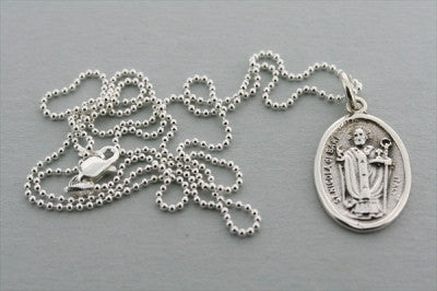 Saint Nicholas of Bari Pendant on 55cm Ball Chain - Religious Jewelry for Men & Women, Perfect for Gifts, Baptism, and Daily Wear