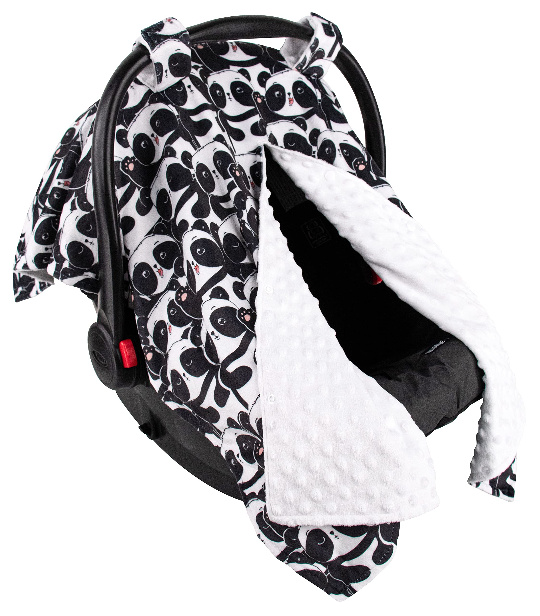 Premium Minky Baby Car Seat Cover - Soft Black Panda Design, 40
