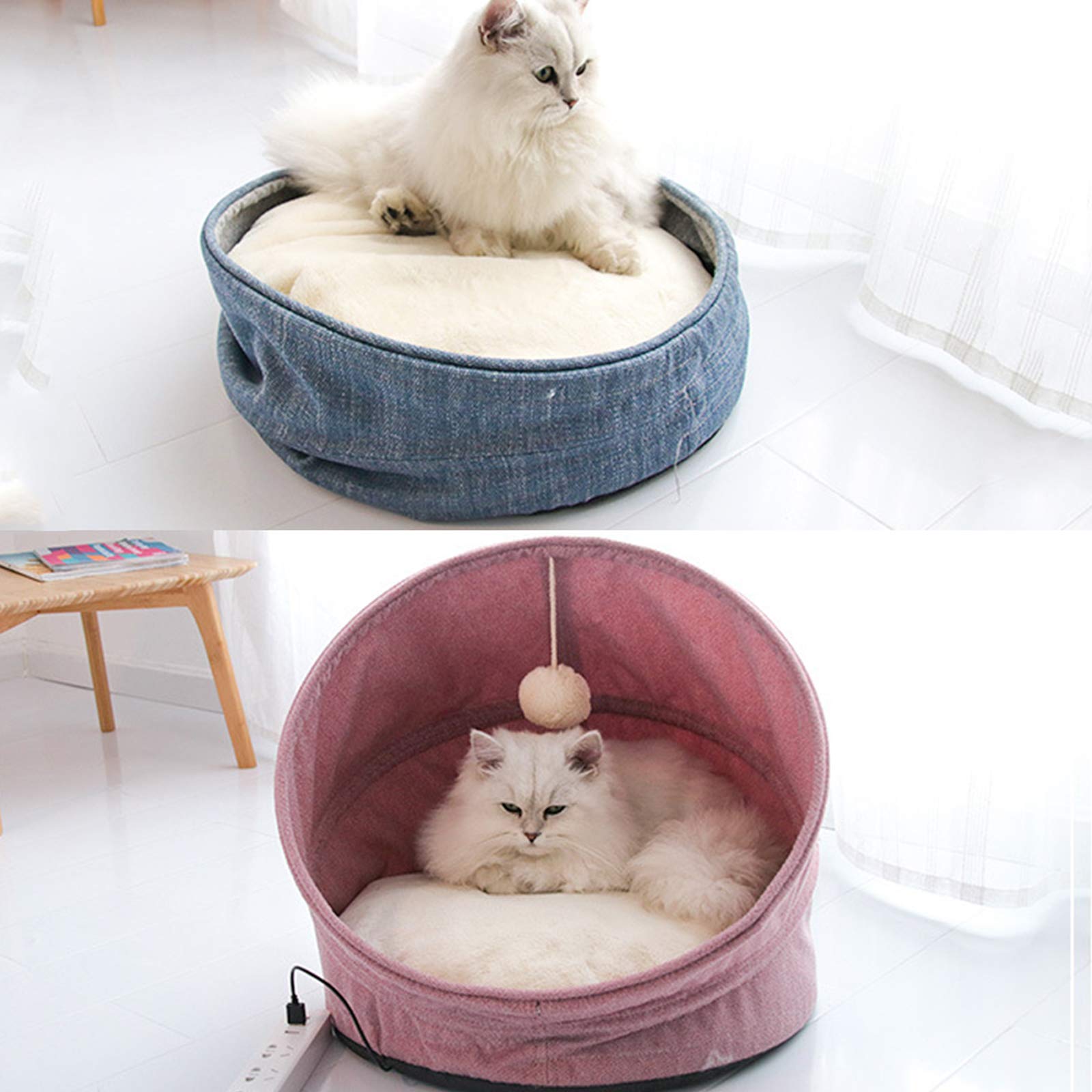 Electric Heated Cat Bed - Washable & Comfortable Warming Mat for Indoor Cats - Winter Pet Heating Pad with Thermo-Pad - Perfect for Cold Nights & Arthritis Relief